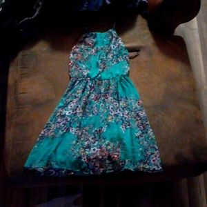 Blue floral dress. It's XS and the brand is IZ BYER